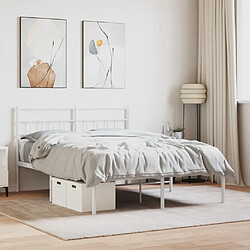 Maison Chic Lit adulte 150x200cm- Cadre de lit métal avec tête de lit pour chambre blanc -MN76585