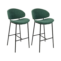 Beliani Tabouret de bar Set de 2 Tissu Vert foncé KIANA 