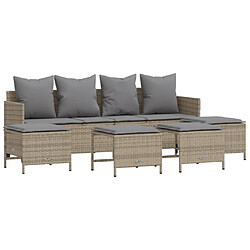 vidaXL Salon de jardin avec coussins 5 pcs beige résine tressée