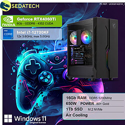 Sedatech PC Gamer • Intel i7-12700KF • RTX4060Ti • 16 Go DDR5 • 1To SSD M.2 • Windows 11