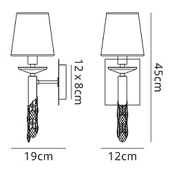 Luminaire Center Applique murale Tiffany avec interrupteur 1+1 Ampoule E14+G9, laiton antique avec Abat jour bronze & cristal transaparent