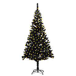 vidaXL Sapin de Noël artificiel pré-éclairé et support noir 210 cm PVC 