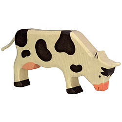 Figurine en bois Holztiger : Animaux de la Ferme : Vache broutant 