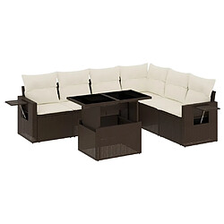 vidaXL Salon de jardin avec coussins 7 pcs marron résine tressée