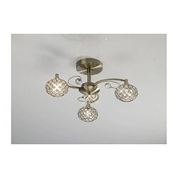 Luminaire Center Semi Plafonnier Cara 3 Ampoules laiton antique/cristal