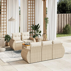 vidaXL Salon de jardin avec coussins 6 pcs beige résine tressée 