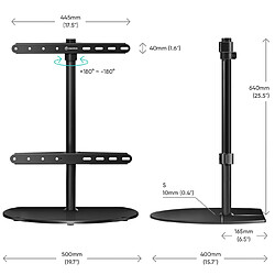 Avis ONKRON Pied de Table Verre Trempé pour 32" - 65" Tele, Support TV sur Pied Pivotant de 35 kg - Pied TV Universel VESA 100x100 - VESA 400x400/Hauteur Réglable Support TV Montage sur Table PT2-B Noir