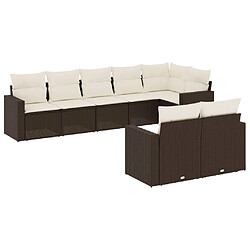 vidaXL Salon de jardin 8 pcs avec coussins marron résine tressée