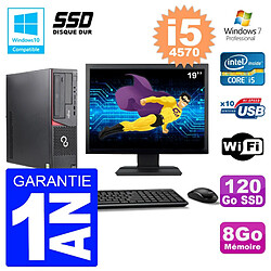 PC Fujitsu Esprimo E720 E85+ DT Ecran 19'' i5-4570 RAM 8Go 120 Go SSD Wifi W7 - Occasion