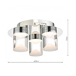 Luminaire Center Plafonnier Susa Chrome poli,Transparent 3 ampoules 13cm pas cher