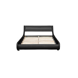 Nuits D'Or Lit ava pour matelas 160x200-Sommier+Tête de Lit eclairage LED Incurve Couleur NOIR+Pieds en 5cm pour matelas-2x13Lattes