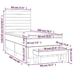 Acheter vidaXL Sommier à lattes de lit et matelas Gris foncé 80x200 cm Velours