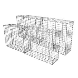 Monstershop Lot de 4 Paniers de Gabions Argentés en Acier Galvanisé pour Projets d’Aménagement Extérieur, Murs de Soutènement, Clôture de Jardin. 100 x 80 x 30cm