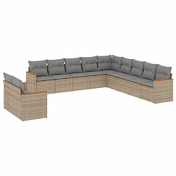 vidaXL Salon de jardin 11 pcs avec coussins beige résine tressée