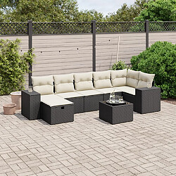 Maison Chic Ensemble Tables et chaises d'extérieur 8 pcs avec coussins,Salon de jardin noir résine tressée -GKD853188