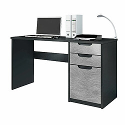 Mpc Bureau Noir Mat Et Aspect Métal Rugueux Mat  (lxhxp) : (129 X 76 X 60 Cm)