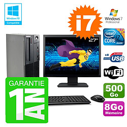 PC Lenovo M91p SFF Intel I7-2600 8Go Disque 500Go Graveur Wifi W7 Ecran 27" - Occasion