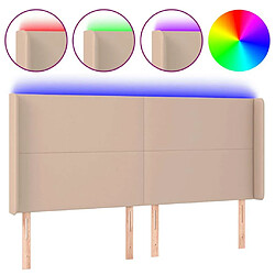 Maison Chic Tête de lit scandinave à LED,meuble de chambre Cappuccino 183x16x118/128 cm Similicuir -MN73543