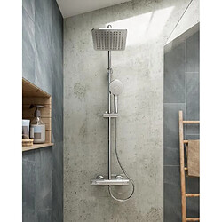 Cstore Ensemble de douche - IDEALRAIN EVO - barre 90 cm et douchette ronde Ø11 cm 3J - Chrome