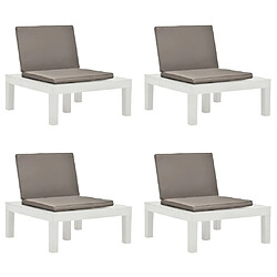 Maison Chic Lot de 4 Chaises de salon de jardin et coussins - Fauteuil d'extérieur Plastique Blanc -MN75510