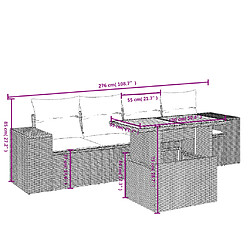 Avis vidaXL Salon de jardin 5 pcs avec coussins noir résine tressée