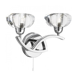 Searchlight Applique 2 ampoules Sculptured Ice, en chrome et verre Matèriau : Chrome, VerreHauteur en Cm : 18Largeur en Cm : 29Nombre d'ampoules : 2Type d'ampoules : G9Puissance : 33WAmpoules incluses : OuiEfficacité énergéti