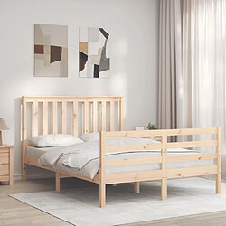 Maison Chic Cadre/structure de lit avec tête de lit pour adulte - Lit Moderne Chambre 140x200 cm bois massif -MN49480