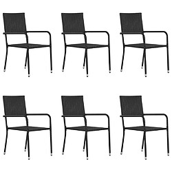 vidaXL Chaise à dîner de jardin empilable lot de 6 noir résine tressée 