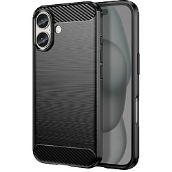 Avizar Coque pour iPhone 16 Antichoc Design Carbone Brossé Noir 