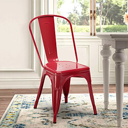 Ahd Amazing Home Design Chaise Tolix industrielle en acier et métal pour cuisine et bars Steel One, Couleur: Rouge