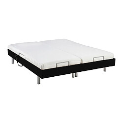 Acheter Vente-Unique Lit électrique de relaxation tout plots + matelas latex - 2 x 80 x 200 cm - Noir - CASSIOPEE III de DREAMEA