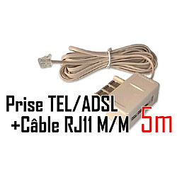 CABLING Filtre ADSL du service téléphonique ordinaire + Câble RJ11 5 mètres