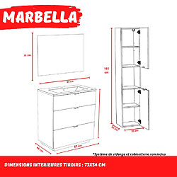 Acheter Le Quai Des Affaires Meuble sous-vasque MARBELLA 80 cm + vasque + miroir + colonne / Décor Chêne blanchi