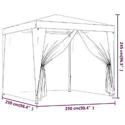 vidaXL Tente de fête avec 4 parois latérales en maille Rouge 2.5x2.5 m pas cher