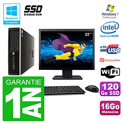 PC HP Compaq 8100 SFF Ecran 22" G6950 RAM 16Go SSD 120Go Graveur DVD Wifi W7 · Occasion 