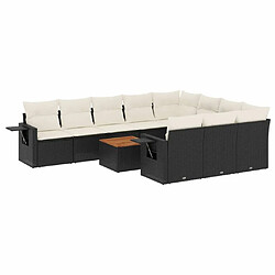 Maison Chic Salon de jardin 11 pcs avec coussins, Ensemble Tables et chaises d'extérieur noir résine tressée -GKD549353