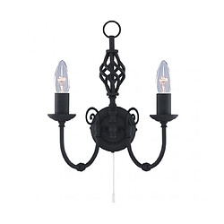 Searchlight Applique murale Zanzibar Noir 2 ampoules 33cm Coloris : NoirNombre d'ampoules : 2Type d'ampoule : E14Puissance Max en Watts (W) : 60Ampoules incluses : NonIP20Classe de protection : 1Hauteur en Cm : 33Largeur e