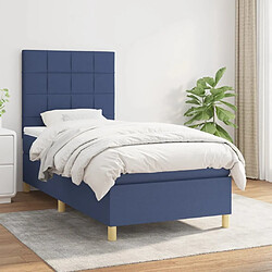 Maison Chic Lit Adulte - Lit simple Lit à sommier tapissier avec matelas moelleux - Meuble de Chambre - Bleu 90x200 cm Tissu -MN34872