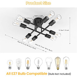 Stoex Plafonnier Moderne E27 Lampe de Plafond Rétro Vintage Plafonnier Intérieur Noir, 8 Lumières Pour Cuisine, Couloir, Chambre À Coucher, Salon pas cher