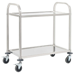 vidaXL Chariot de cuisine à 2 niveaux 95x45x83,5 cm Acier inoxydable 