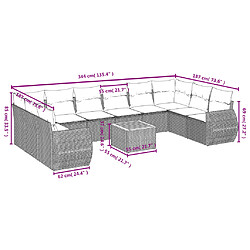 Acheter vidaXL Salon de jardin 11 pcs avec coussins beige résine tressée