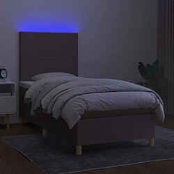 Avis vidaXL Sommier à lattes de lit et matelas et LED Taupe 90x200 cm Tissu