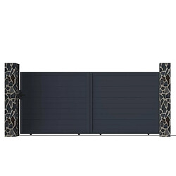 Vente-Unique Portail électrique coulissant aluminium plein L374 x H180 cm anthracite - NAZARIO