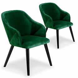 Paris Prix Lot de 2 Fauteuils en Velours Yugnat 85cm Vert