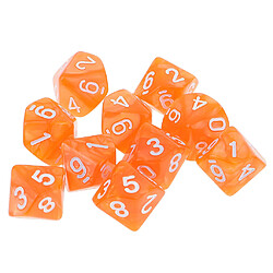 20pcs Dés Numérique Polyédrique en Acrylique 10 Faces D & D Dice D10, Jeu de Dés, 16mm, Rose et Orange pas cher