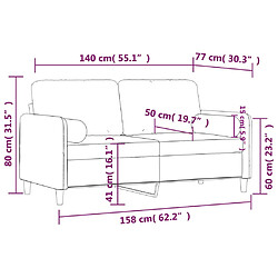 vidaXL Canapé 2 places avec oreillers décoratifs jaune 140 cm velours pas cher