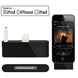 Wewoo Adaptateur noir pour iPhone 5 & 5C & 5S audio 30 broches à Lightning avec jack 3,5 mm