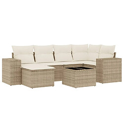 Maison Chic Salon de jardin avec coussins 7 pcs, Ensemble Tables et chaises de jardin, beige résine tressée -GKD254358