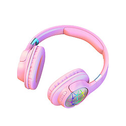 LUUCOZK Écouteurs sans fil avec lampe de poche Réduction du bruit Son stéréo Casque supra-auriculaire - Rose 