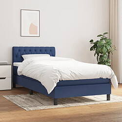 Maison Chic Lit Adulte - Lit simple Lit à sommier tapissier avec matelas moelleux - Meuble de Chambre - Bleu 90x200 cm Tissu -MN75212